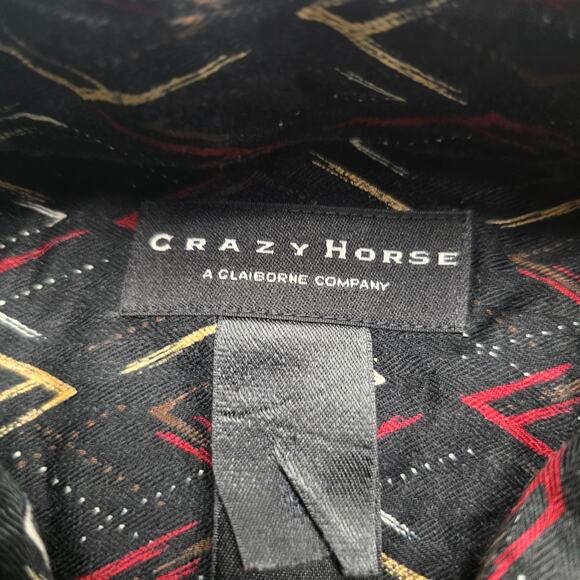 Crazy Horse Button Up Mens Large Hawaiian Geometric Short Sleeve Shirt - Picture 5 of 11